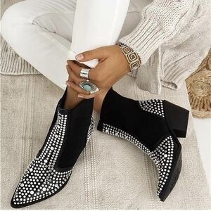 Sergio Todzi Elastic Black Studded Ankle Boots